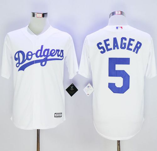 Dodgers #5 Corey Seager White New Cool Base Stitched MLB Jersey - Click Image to Close
